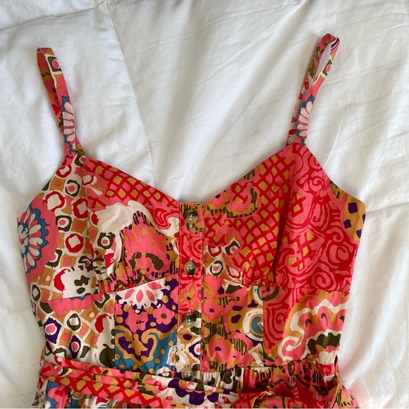 J. Crew Button Front Cotton Poplin Sundress, size 0, abstract floral - Picture 4 of 10